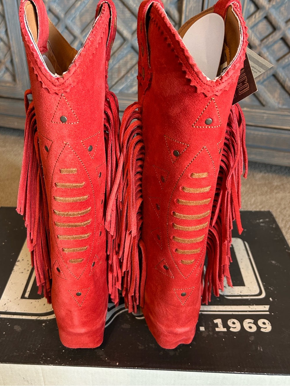 Dingo Spirit Trail Fringe Tall Western Boots NWT Red 6.5 $199 - Picture 5 of 9